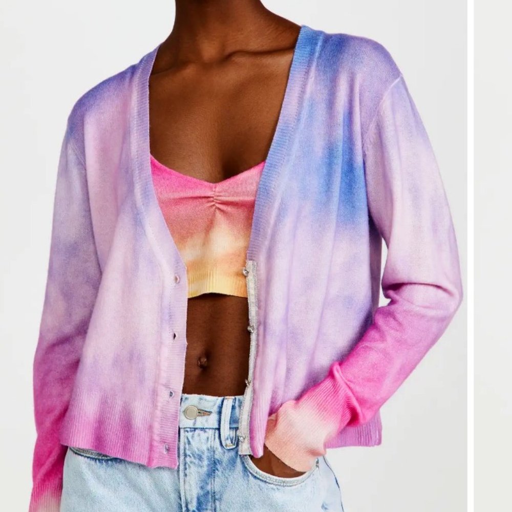 NWT LE SUPERBE Cloud & Purple‎ Pink Skies Cardigain - Cashmere/Wool Blend